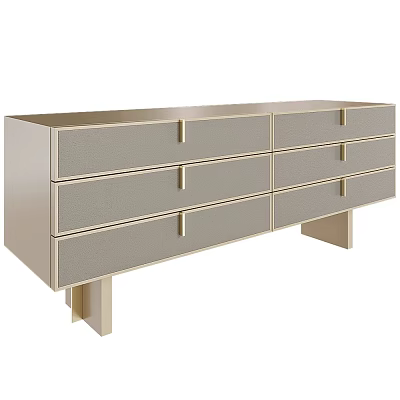 Elegant Modern Sideboard With Multiple Light Colored Drawers And Minimalist Design 3d model
