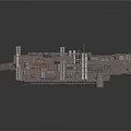 Industrial Structural Model With Metal Frames Multiple Platforms And Support Beams