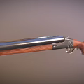 Detailed View of Classic Shotgun With Silver Metal Barrel and Wooden Stock