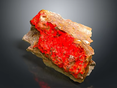 Natural Wood Stone Specimen With Vibrant Red Brown Color And Rough Texture 3d model