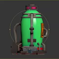 Futuristic Green Sci Fi Mechanical Container With Pipes Support Base And Glowing Accents 3d model