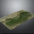 Detailed 3D Terrain Model Featuring Green Mountainous Landforms And Surrounding Regions