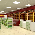 Modern Specialty Store Interior Design With Organized Shelves Products And Bright Lighting
