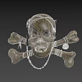 Vintage Decorative Skull And Crossbones Ornament Set With Beaded Necklace