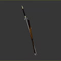Medieval Sword With Brown Scabbard Gold Decorated Hilt And Silver Blade Against Gray Background
