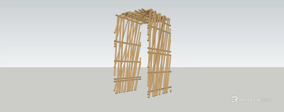 Natural Bamboo Pergola Structure For Outdoor Garden Decoration And Shade 3d model 