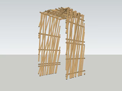 Natural Bamboo Pergola Structure For Outdoor Garden Decoration And Shade 3d model