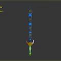 Ornate Fantasy Sword With Glowing Blue Stripes Yellow Hilt And Decorative Top