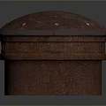Rusty Metal Dome With Rusted Surface Top Rivets And Side Holes On Gray Background 3d model