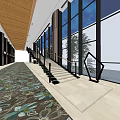 Modern Storefront Reception Area With Wooden Ceiling Glass Walls And Stylish Counter Design