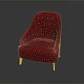 Stylish Red Button Tufted Chair With Elegant Gold Metal Legs Design