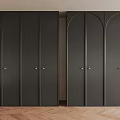 Black Wardrobes Modern Minimalist Interior Design With Straight And Arched Panel Doors Brass Handles