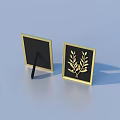 Black Square Decorative Note Boards With Gold Frame And Leaf Pattern Design 3d model