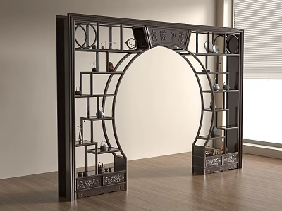 New Chinese-style Bogu Rack Moon Cave Chinese-style New Chinese-style Moon Flower High-rise Cabinet 3d model