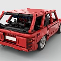 Detailed Red Building Blocks Car Model Constructed with Realistic Exterior and Interior Design