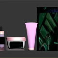 Perfume Cosmetics Collection Featuring Glossy Bottles Cream Jar Lotion Tube And Green Packaging
