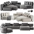 Comfortable Modern Sectional Sofa With Plush Cushions Throw Blankets And Cozy Design 3d model