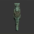 Artistic Green Lion Head Sculpture Carving With Decorative Wings And Intricate Curved Patterns