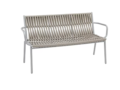Modern Outdoor Bench With Woven Rattan Seat And Metal Frame Design 3d model