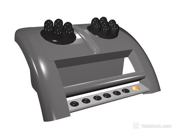 Gray Kitchen Appliance with Dual Black Knobs and Front Buttons Featuring Orange Indicator Light 3d model 