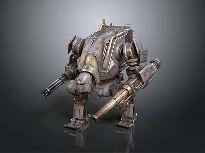 Game Movie Character Mechanical Robot With Heavy Weaponry Sci Fi Battle Armor Metal Design 3d model