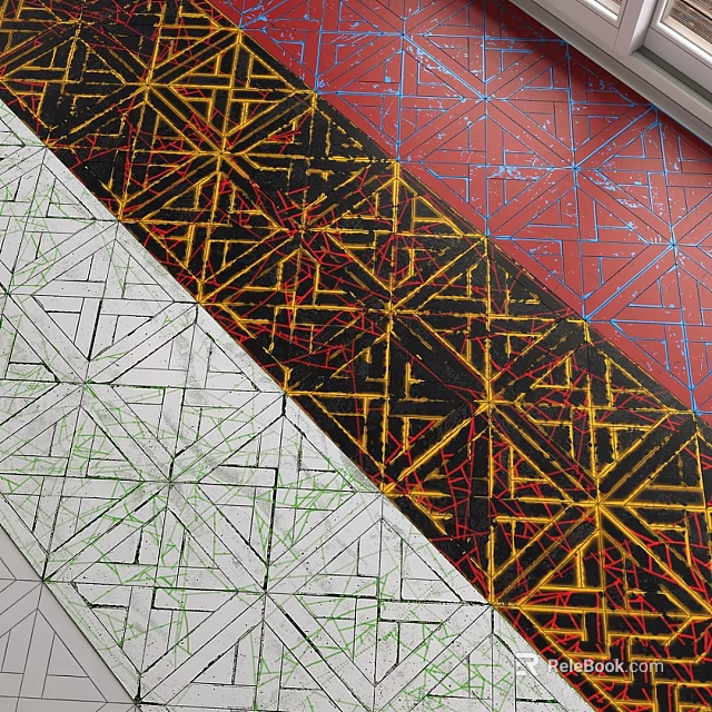 Colorful Geometric Structural Components Featuring Intricate Interlaced Patterns And Lines 3d model 