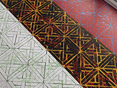 Colorful Geometric Structural Components Featuring Intricate Interlaced Patterns And Lines 3d model