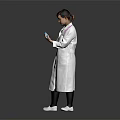 Woman In White Doctor Coat With Stethoscope Holding Globe Standing Against Gray Background
