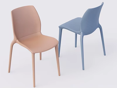 Modern Minimalist Dining Chairs In Beige And Blue With Sleek Lines Design 3d model