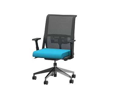 Ergonomic Office Chair With Black Mesh Back And Blue Padded Seat 3d model