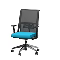 Ergonomic Office Chair With Black Mesh Back And Blue Padded Seat