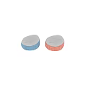 Comfortable Pink And Blue Fabric Bean Bag Chairs With White Top And Striped Design