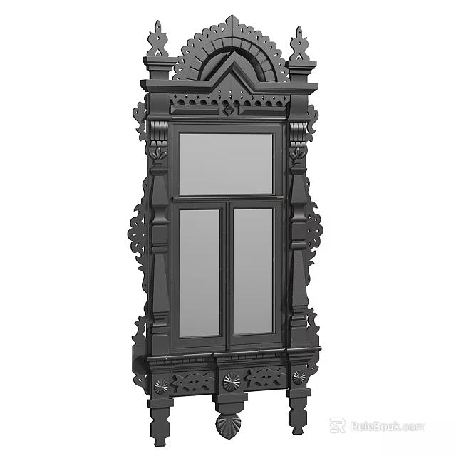 Ornate Black Decorative Frame Featuring Intricate Carvings And Classic Design Details 3d model 