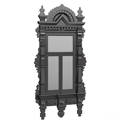 Ornate Black Decorative Frame Featuring Intricate Carvings And Classic Design Details 3d model