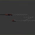 Twin Daggers With Red Accents Black Blades And Chain Weapon Design
