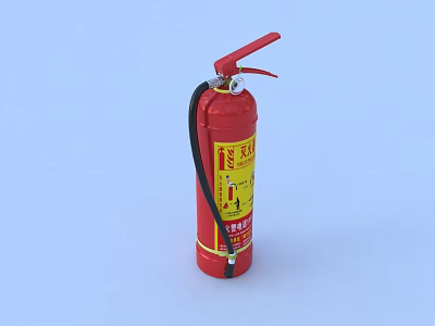 Red Portable Fire Extinguisher As Essential Fire Safety Equipment With Pressure Gauge And Hose 3d model