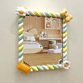 Colorful Cute Mirror With Twisted Rope Frame And Bow Bear Decorations Reflecting Bedroom Interior