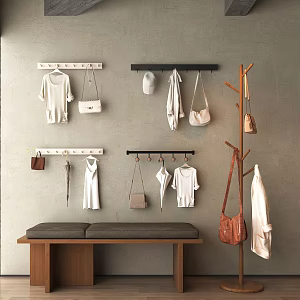 Modern Clothes Hanging Hook Clothes Bag Hanger Hat Umbrella 3d model