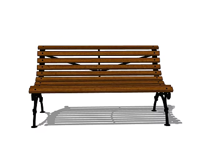 Outdoor Wooden Slatted Bench with Black Metal Legs for Garden Patio Seating 3d model
