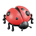3D Cartoon Red Ladybug With Black Spots Black Head And Black Legs