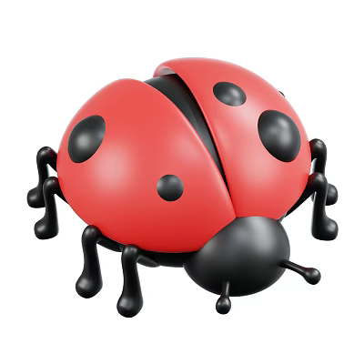 3D Cartoon Red Ladybug With Black Spots Black Head And Black Legs 3d model