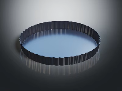 Shiny Round Metal Tart Pan With Fluted Edge For Baking In Home Kitchen 3d model