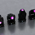 Four Black Decorative Stage Lights With Purple Illumination For Event Performance