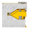 Modern Building Design With Gray Exterior Yellow Staircases Balconies Windows And Green Plants