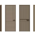 Modern Minimalist Hinged Doors Featuring Light Wood Surface And Various Handle Designs 3d model