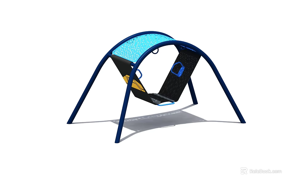 Outdoor Swing With Blue Arch Frame And Black Mesh Seat For Kids 3d model 