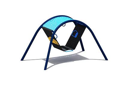 Outdoor Swing With Blue Arch Frame And Black Mesh Seat For Kids 3d model