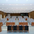 School Conference Hall With Seating Rows And Podium 3d model