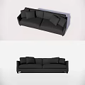 modern double sofa double sofa fabric leather 3d model