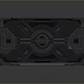 Metallic Rectangular Scene Component With Intricate Geometric Patterns And Central Circular Design